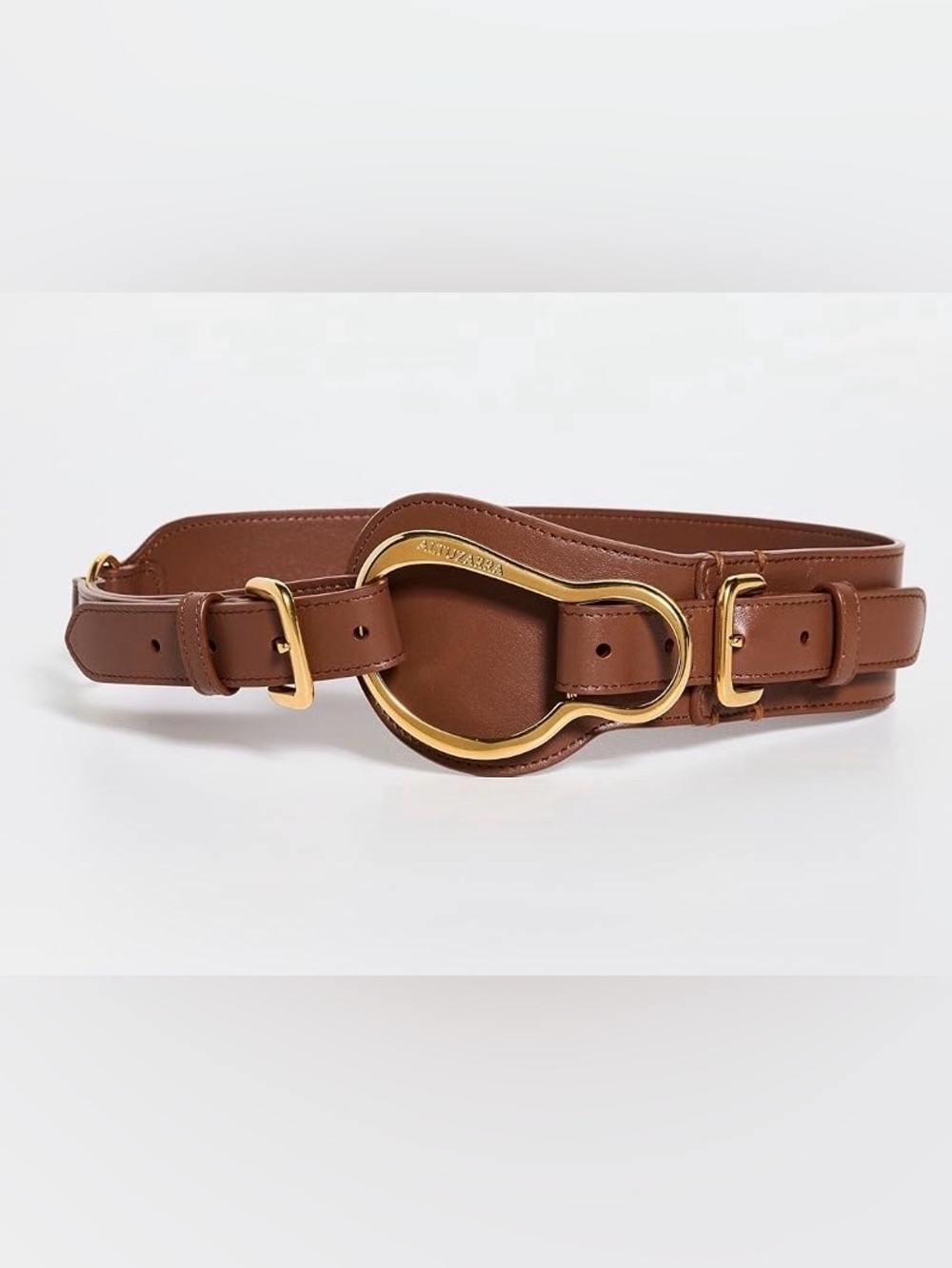 Altuzarra Equestrian Belt Woody Brown Leather Gold Hardware – Size L